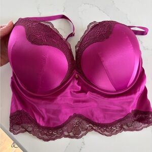 Victoria's Secret Fuchsia Lace-Trim Longline Bra